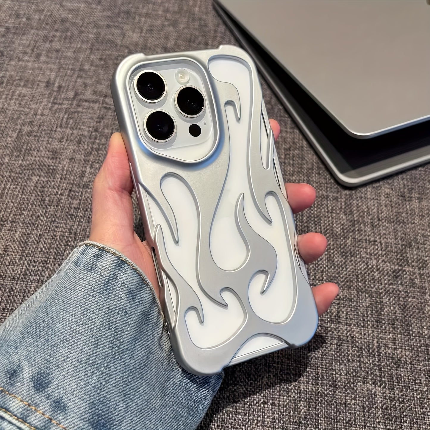 The New Creative Hollow Flame Pattern Phone Case Is Suitable for Iphone 16, 15, 14, 13, 12, And Promax, Featuring a Stylish Design with Ventilation for Drop Protection.