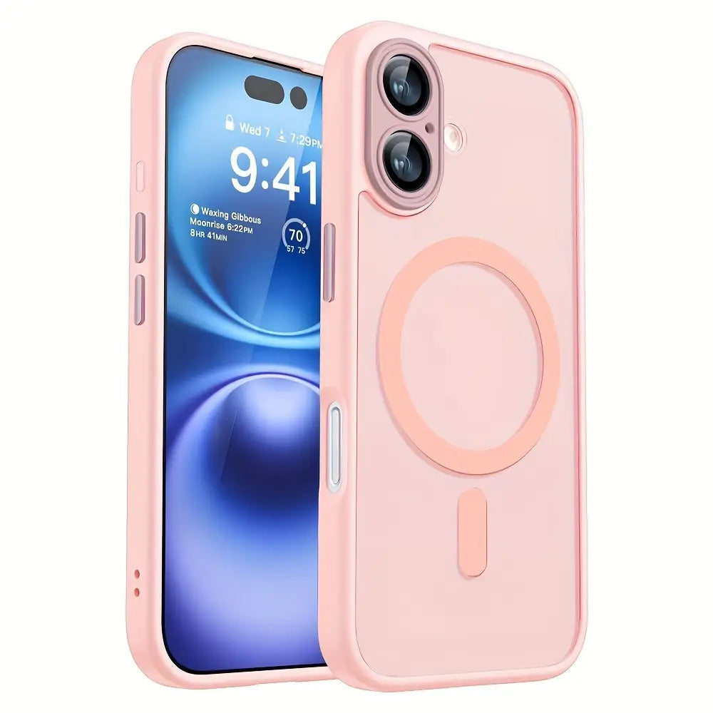 Luxury Translucent Case for iPhone 16 15 14 13 12 11 Pro Max 16 15 14 Plus with Magnetic Wireless Charging and Matte Lens Protector