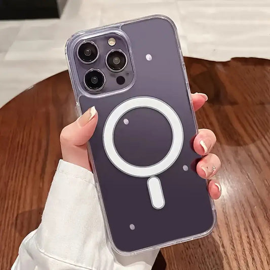 The Transparent Magnetic Phone Case Is Suitable for High-Definition Clarity And Does Not Interfere with The Screen Protector for Apple Iphone Models from X to 16 Series, Featuring a Hard Back And Soft Edges.