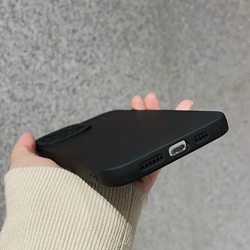 A Solid Black Phone Case Is Compatible with Iphone Models 15, 14, 13, 12, 11 Pro Max, X, XS Max, XR, 14 Plus, And 15 Plus.