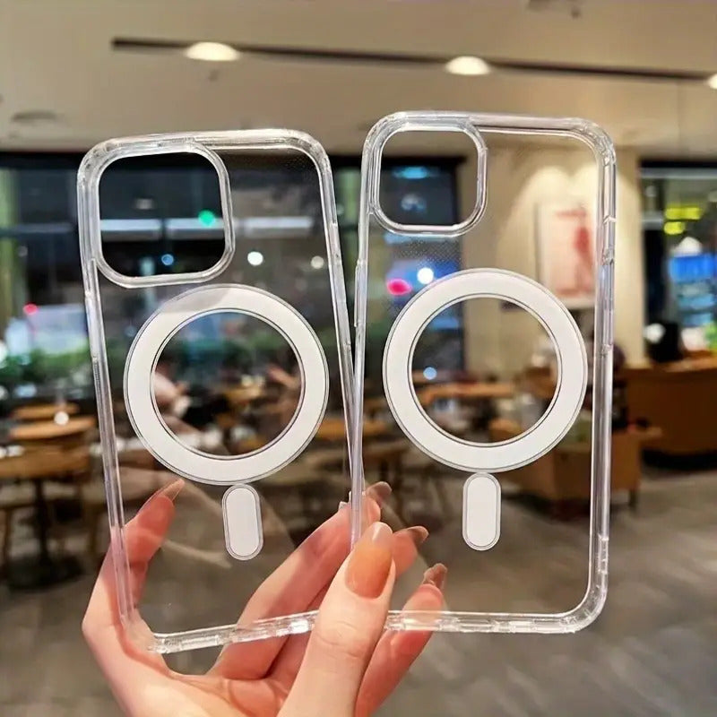 The Transparent Magnetic Phone Case Is Suitable for High-Definition Clarity And Does Not Interfere with The Screen Protector for Apple Iphone Models from X to 16 Series, Featuring a Hard Back And Soft Edges.