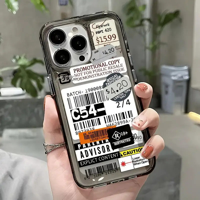 Gray Tone Barcode Label Suitable for 7/8Plus Full Drop-Proof Soft Shell Simple High-End Air Cushion Suitable for Iphone14Promax Apple 13 Mobile Phone Case Couple Xsmax New 12Pro Drop-Proof Xr Matte 11 Men And Women 13 All-Inclusive 15PRO Soft Shell 15 Pro
