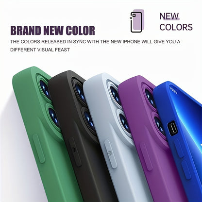Liquid Silicone Phone Case for iPhone 11 12 13 14 Pro Max 14 Plus Camera Protective Built-in Fluff Soft Cover