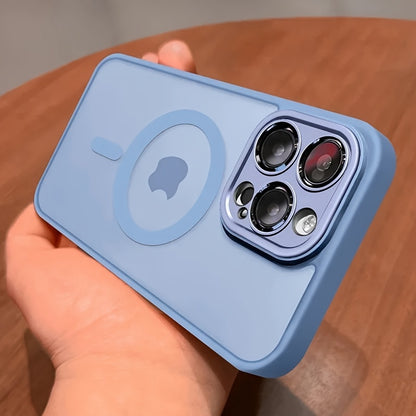Luxury Translucent Case for iPhone 16 15 14 13 12 11 Pro Max 16 15 14 Plus13 12 Mini with Magnetic Wireless Charging and Matte Lens Protector