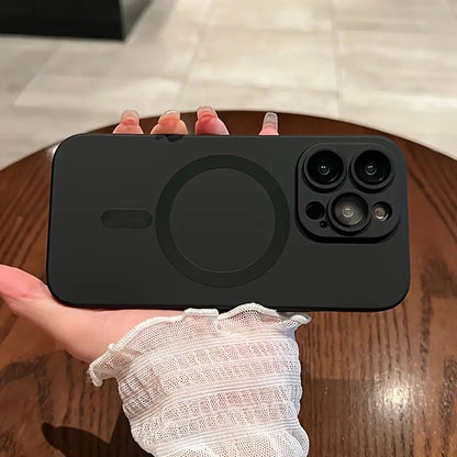 Luxury Matte Magnetic Wireless Charging Case Compatible with for iphone 16 15 14 13 12 11 Pro Max Plus with Glass Lens Protector Shockproof Soft TPU Cover
