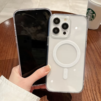 The Transparent Magnetic Phone Case Is Suitable for High-Definition Clarity And Does Not Interfere with The Screen Protector for Apple Iphone Models from X to 16 Series, Featuring a Hard Back And Soft Edges.