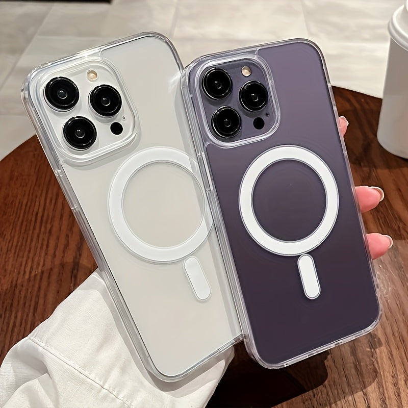 3pcs [1 Phone Cover with 2 Mobile Phone Lanyard]-Magnetic Transparent Phone Case, Supports Wireless Charging, Durable And Sturdy, Classic And Fashionable - Suitable for iPhone 16/15/14/13/12/11 Promax Series Phone Cases