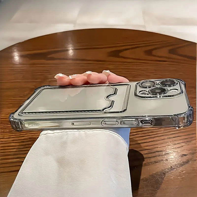 Durable Transparent TPU Phone Case with Card Slot Compatible with Iphone 15/14/13/12/11 Series - Clear Shockproof Back Cover, Compatible with Iphone 11/11 Pro/11 Pro Max/12/12 Pro/12 Pro Max/13/13 Pro/13 Pro Max/14/14 Plus/14 Pro/14 Pro Max/15/15 Plus/15