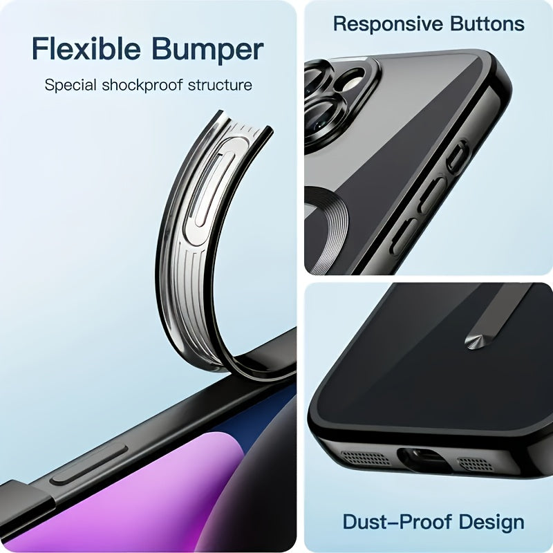 Magentic Slim Thin Phone Case with Plating Full Camera Protection for iPhone 16 Pro Max 15 14 13 12 11 Series