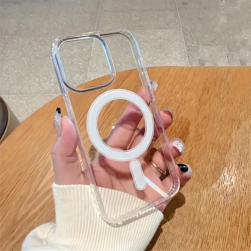 The Transparent Magnetic Phone Case Is Suitable for High-Definition Clarity And Does Not Interfere with The Screen Protector for Apple Iphone Models from X to 16 Series, Featuring a Hard Back And Soft Edges.