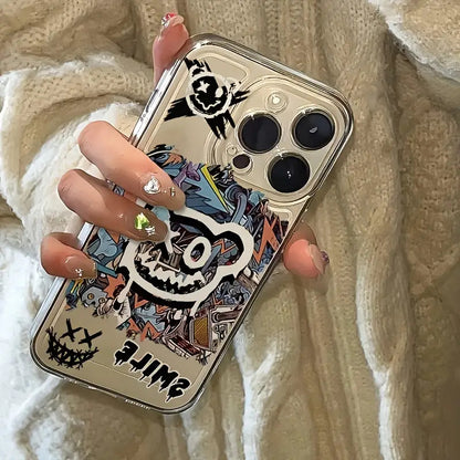 Super Cool Bear Graffiti Transparent Mobile Phone Case, Suitable for iPhone Models, Anti-fall, Protective Case, Popular Style