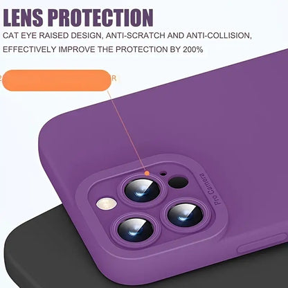 Liquid Silicone Phone Case for iPhone 11 12 13 14 Pro Max 14 Plus Camera Protective Built-in Fluff Soft Cover