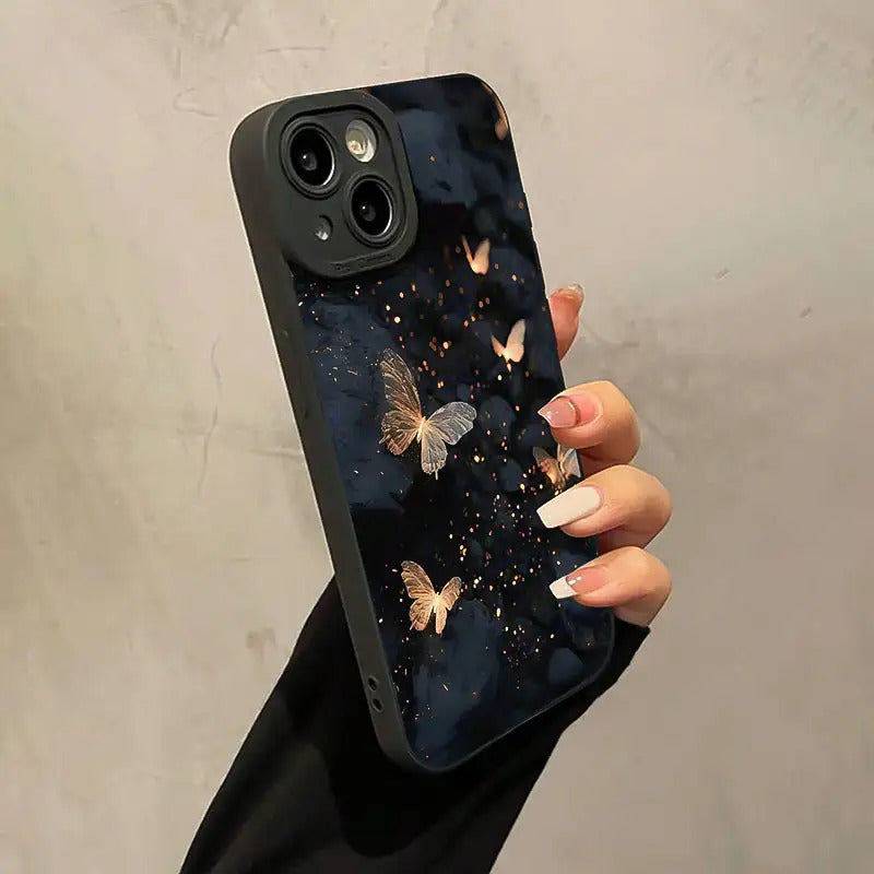 1 Exquisite Butterfly Colorful Shockproof Mobile Phone Case, Suitable for Apple iPhone 16 15 14 13 12 11Pro Max Mobile Phone Protection Case, iPhone XS XR X 8 7 Plus Christmas and Halloween Gifts for Family and Girlfriend Birthday