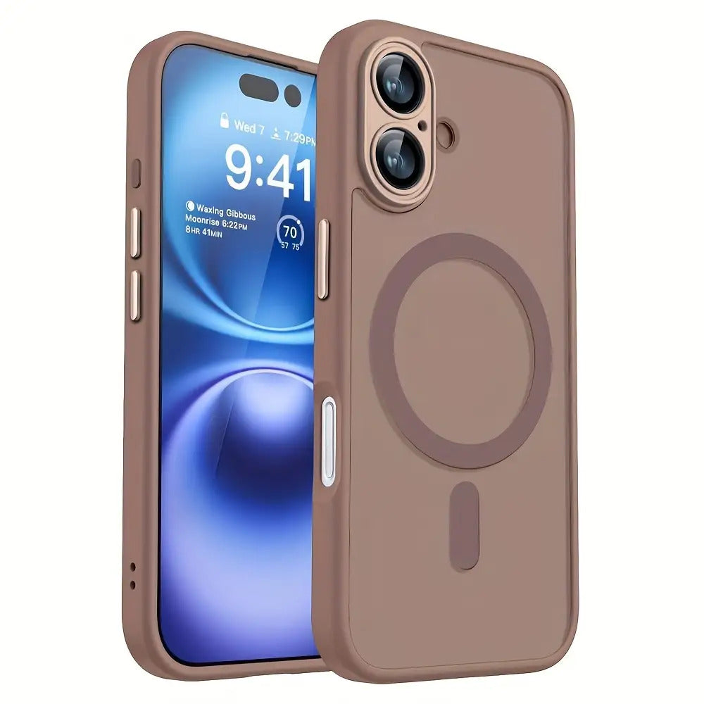 Luxury Translucent Case for iPhone 16 15 14 13 12 11 Pro Max 16 15 14 Plus with Magnetic Wireless Charging and Matte Lens Protector