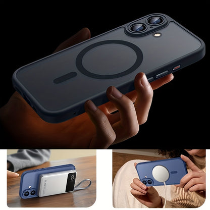 Luxury Translucent Case for iPhone 16 15 14 13 12 11 Pro Max 16 15 14 Plus with Magnetic Wireless Charging and Matte Lens Protector