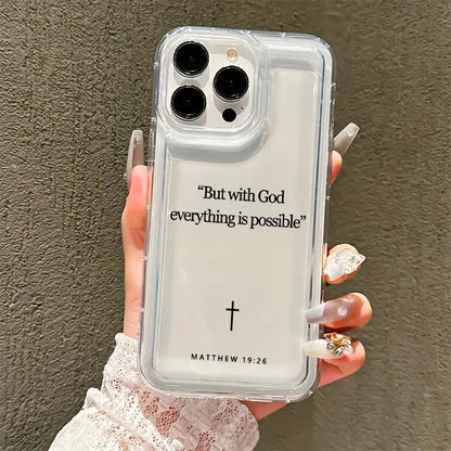 1pc of Transparent Phone Case with Bible Text Design, Compatible with Iphone 16, 15, 14, 13, 12, 11, X Pro Max Plus Mini, Made of Soft TPU for Phone Protection.