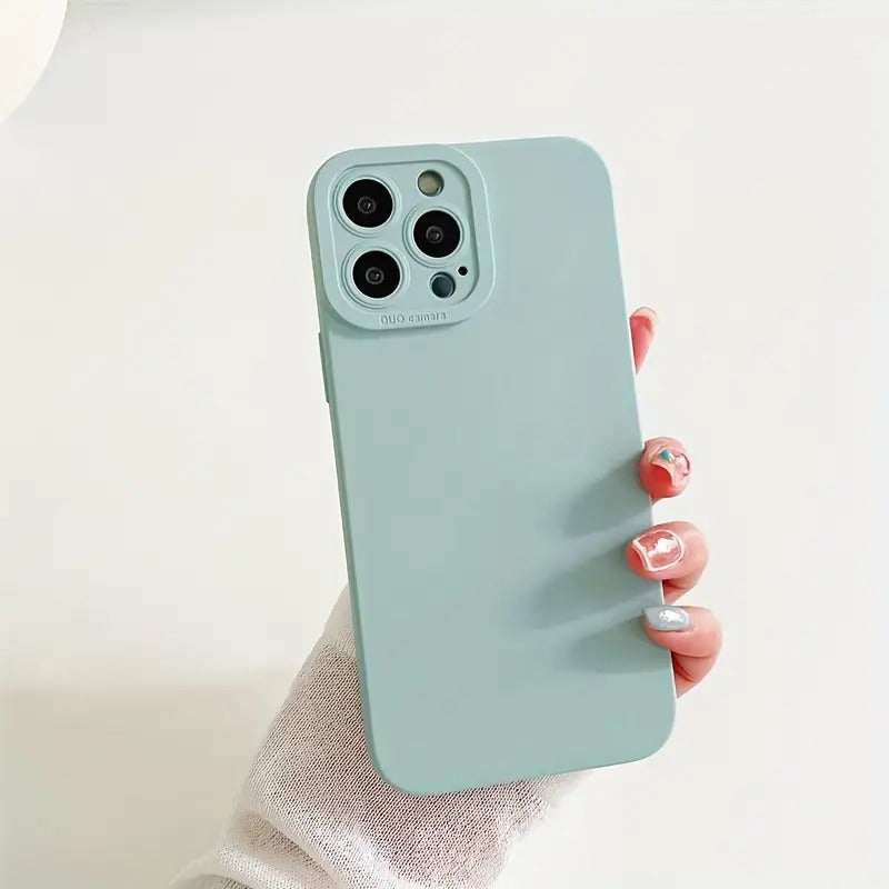 Liquid Silicone Phone Case for iPhone 11 12 13 14 Pro Max 14 Plus Camera Protective Built-in Fluff Soft Cover
