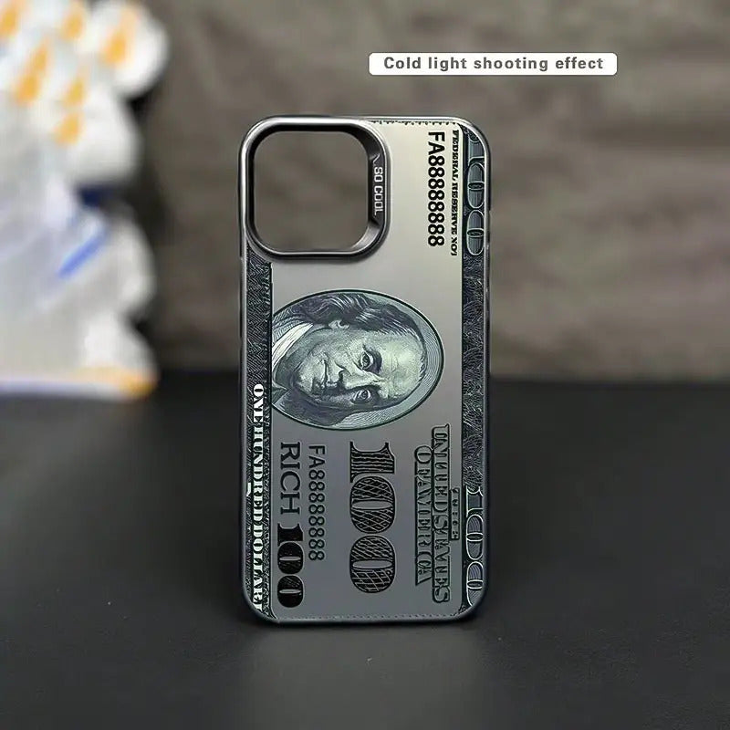 1 new 100 dollar bill pattern mobile phone case, suitable for Apple iPhone 16 15 14 13 12 11Pro Max mobile phone protective case, iPhone XS XR X 8 7 Plus, creative boy black mobile phone case birthday Christmas gift Halloween gift boyfriend gift to father