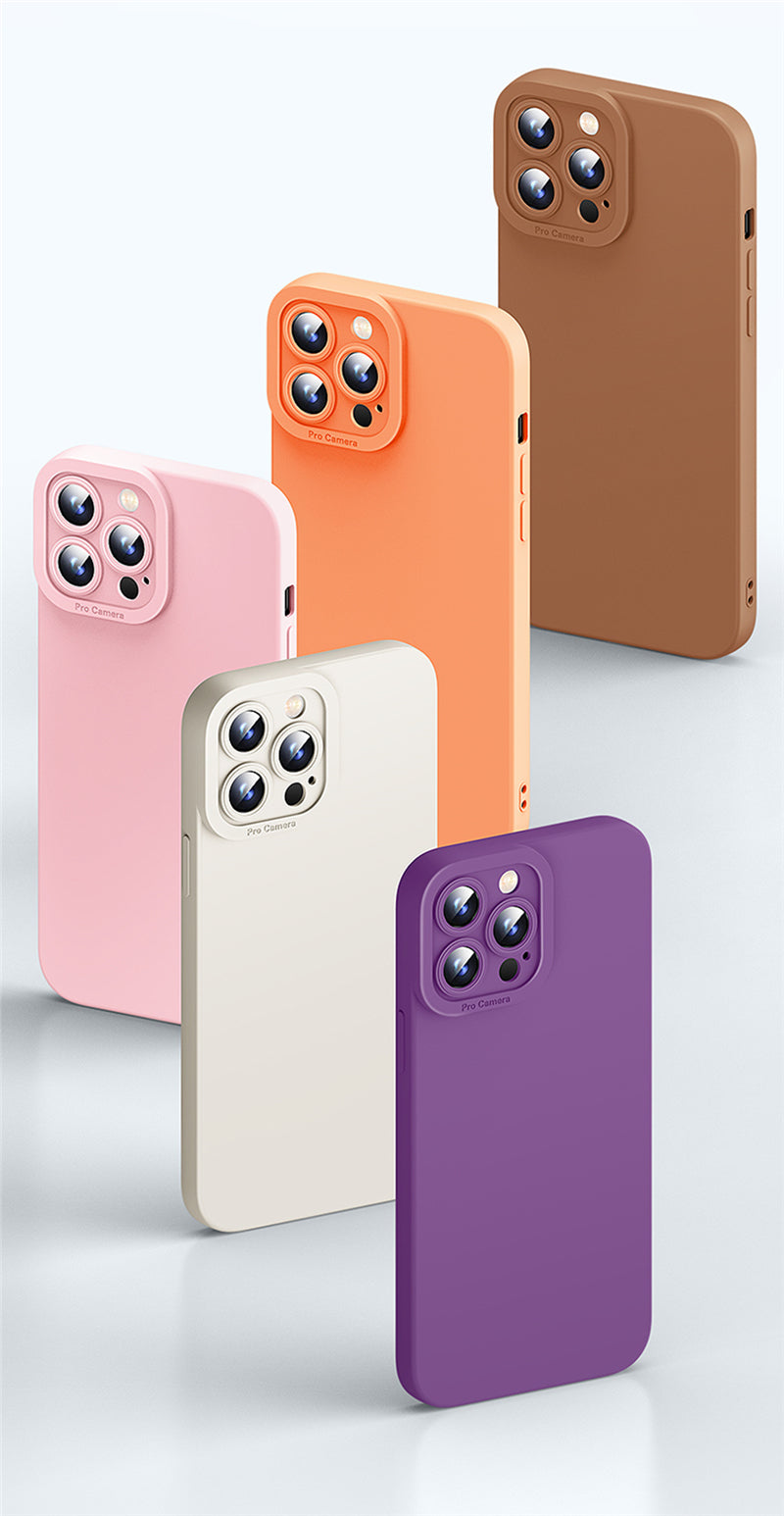 Liquid Silicone Phone Case for iPhone 11 12 13 14 Pro Max 14 Plus Camera Protective Built-in Fluff Soft Cover