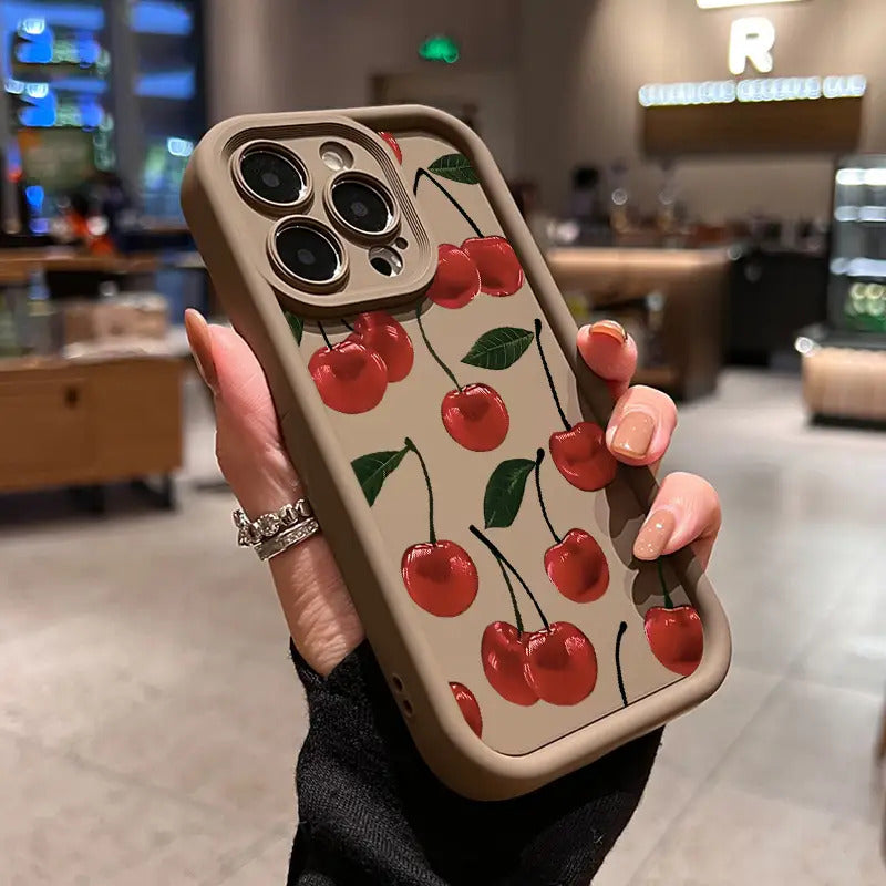Ideal for The for iphone 16, This Cherry Phone Case Features a Trendy Cherry Print with a Sky Eye Ladder Design. It'S an Elegant And Durable Protective Cover, Making It a Perfect Gift for Loved Ones. Compatible with for iphone Models 16, 15, 14, 13, 12, A