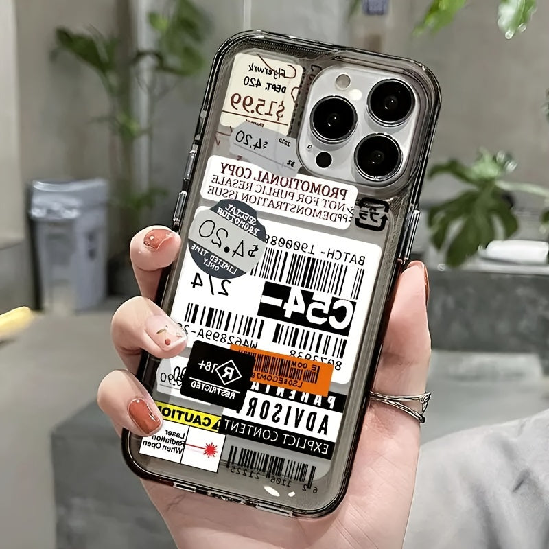 Gray Tone Barcode Label Suitable for 7/8Plus Full Drop-Proof Soft Shell Simple High-End Air Cushion Suitable for Iphone14Promax Apple 13 Mobile Phone Case Couple Xsmax New 12Pro Drop-Proof Xr Matte 11 Men And Women 13 All-Inclusive 15PRO Soft Shell 15 Pro