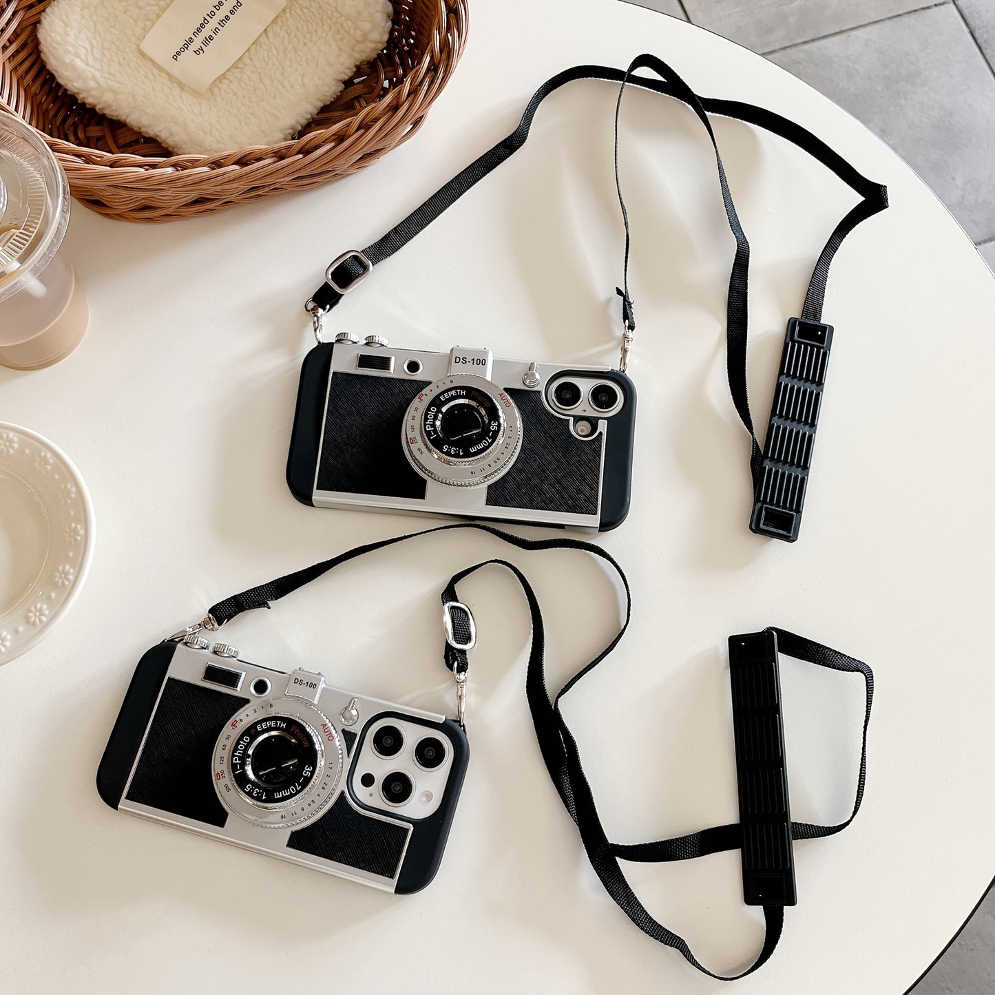 3D Camera Phone Case Suitable for iPhone 14 Pro Max Apple 13 with Lanyard Plus Soft 11/12/X/XS/XR/XSMAX