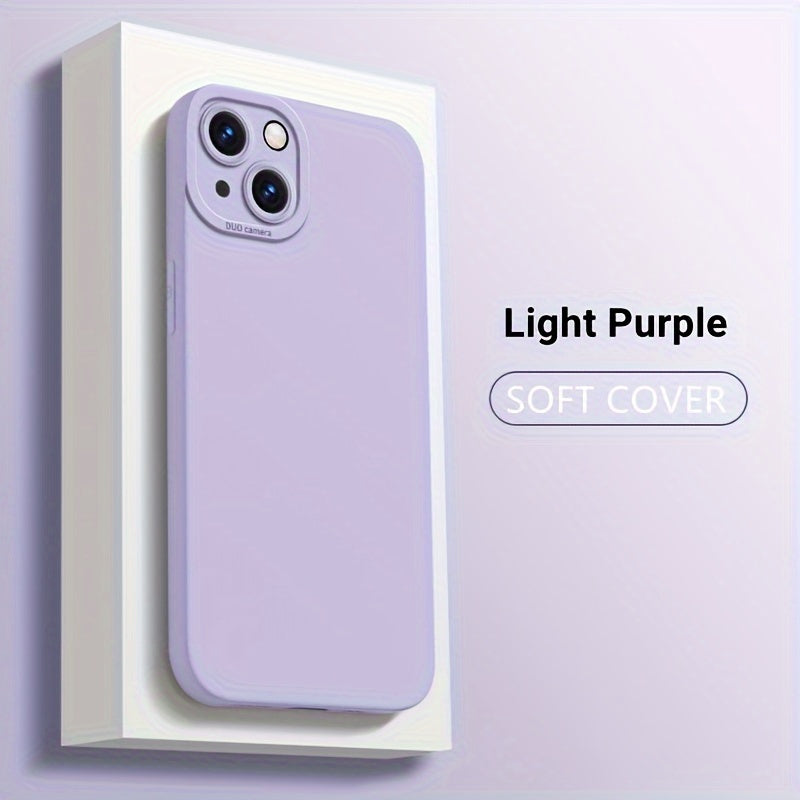 Liquid Silicone Phone Case for iPhone 11 12 13 14 Pro Max 14 Plus Camera Protective Built-in Fluff Soft Cover