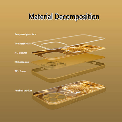 Stylish and Premium Golden Shiny Crystal Apple Pattern Phone Case Suitable for iPhone 16/16Pro/16ProMax/16Plus/16E/15/15Plus/15Pro/15Promax, 14/14Plus/14Pro/14Promax, 13/13Pro/13Promax, 12/12Pro/12Promax, 11/11Pro/11ProMax, High-Quality Glass Protection C