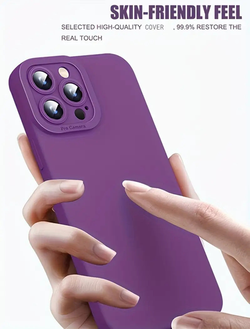 Liquid Silicone Phone Case for iPhone 11 12 13 14 Pro Max 14 Plus Camera Protective Built-in Fluff Soft Cover