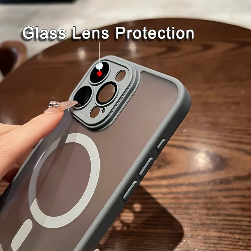 Luxury Translucent Case for iPhone 16 15 14 13 12 11 Pro Max 16 15 14 Plus13 12 Mini with Magnetic Wireless Charging and Matte Lens Protector