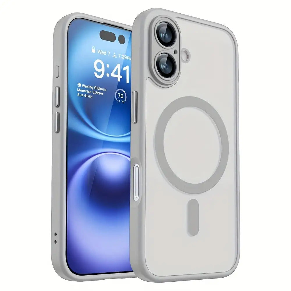 Luxury Translucent Case for iPhone 16 15 14 13 12 11 Pro Max 16 15 14 Plus with Magnetic Wireless Charging and Matte Lens Protector