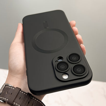 Luxury Matte Magnetic Wireless Charging Case Compatible with for iphone 16 15 14 13 12 11 Pro Max Plus with Glass Lens Protector Shockproof Soft TPU Cover