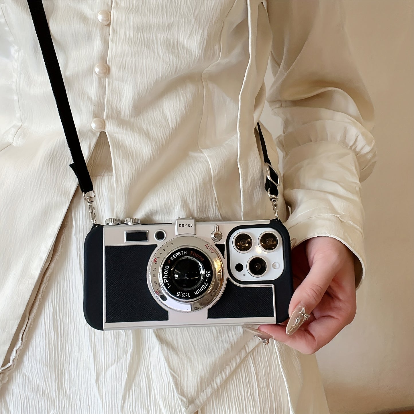3D Camera Phone Case Suitable for iPhone 14 Pro Max Apple 13 with Lanyard Plus Soft 11/12/X/XS/XR/XSMAX