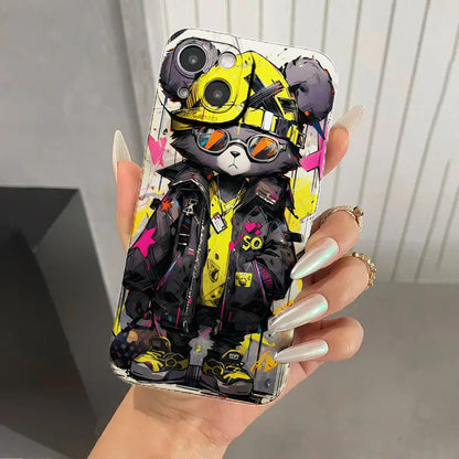 Bear Graphic Protective Phone Case For IPhone 11/12/13/14/12 Pro Max/11 Pro/14 Pro/15/XS Max/X/XR/7/8/8 Plus, Gift For Birthday, Girlfriend, Boyfriend