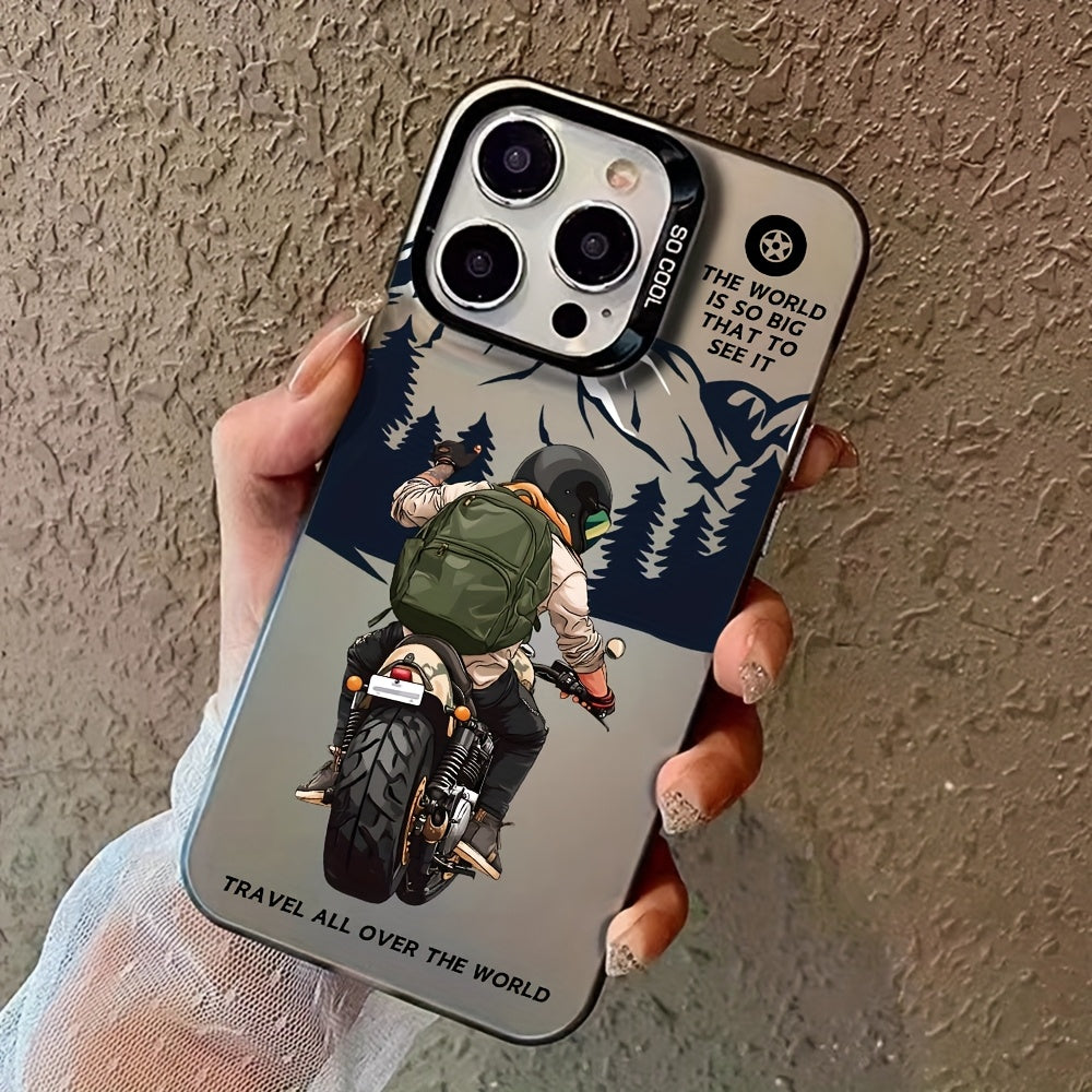 A Trendy Motorcycle-Themed Phone Case, Featuring IMD Technology for Shock Resistance And Anti-Slip Protection, Compatible with Iphone Models 16/11/13/15/15 Plus/15 Pro/15 Pro Max/12/14 Pro Max/Xs/Xr/11 Pro/11 Pro Max/12 Pro/12 Pro Max/13 Pro/13 Pro Max/14