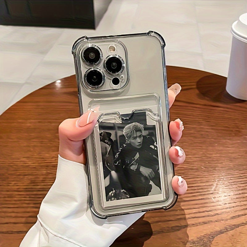 Durable Transparent TPU Phone Case with Card Slot Compatible with Iphone 15/14/13/12/11 Series - Clear Shockproof Back Cover, Compatible with Iphone 11/11 Pro/11 Pro Max/12/12 Pro/12 Pro Max/13/13 Pro/13 Pro Max/14/14 Plus/14 Pro/14 Pro Max/15/15 Plus/15