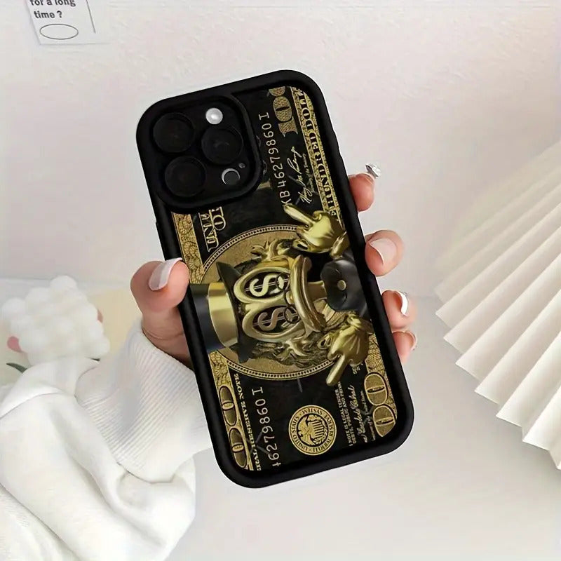 New Black Phone Case with Dollar Pattern, David, Trendy INS Style, Shockproof, Non-Slip, Lightweight, New Fashion Design, Unisex Premium Protective Hard Shell Suitable for iPhone 16 for iPhone 16 Promax for iPhone 15 Pro for iPhone 14 Plus for iPhone 13 1