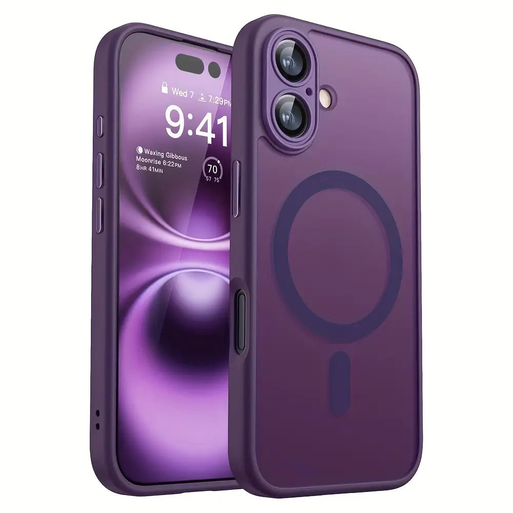 Luxury Translucent Case for iPhone 16 15 14 13 12 11 Pro Max 16 15 14 Plus with Magnetic Wireless Charging and Matte Lens Protector