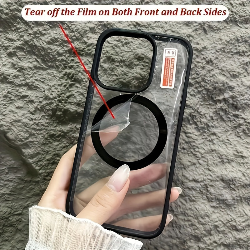 Clear Magnetic Phone Cover Compatible with Iphone Models 16, 15, 14, 13, 12, 11, 7/8/SE2/SE3, Including Mini Versions And Pro Models, Designed to Be Shock-Resistant.