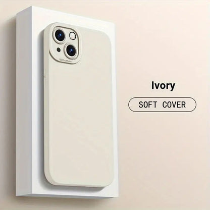 Liquid Silicone Phone Case for iPhone 11 12 13 14 Pro Max 14 Plus Camera Protective Built-in Fluff Soft Cover