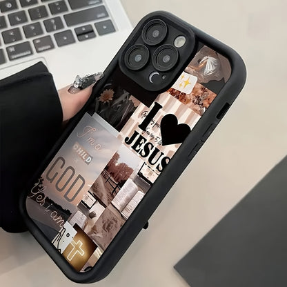 High-Quality Bamboo Black Love Scenery Illustration TPU Shockproof Full Coverage Protective Case, Compatible with Multiple Iphone Models Including 16PROMAX, 11, 12, 13PROMAX, 14PROMAX, And 15 - Bamboo Black Love Scenery Illustration LB Phone Case.
