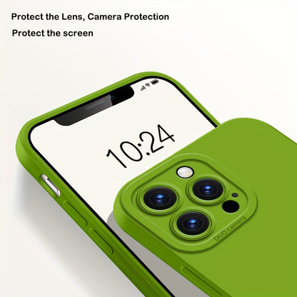 Liquid Silicone Phone Case for iPhone 11 12 13 14 Pro Max 14 Plus Camera Protective Built-in Fluff Soft Cover