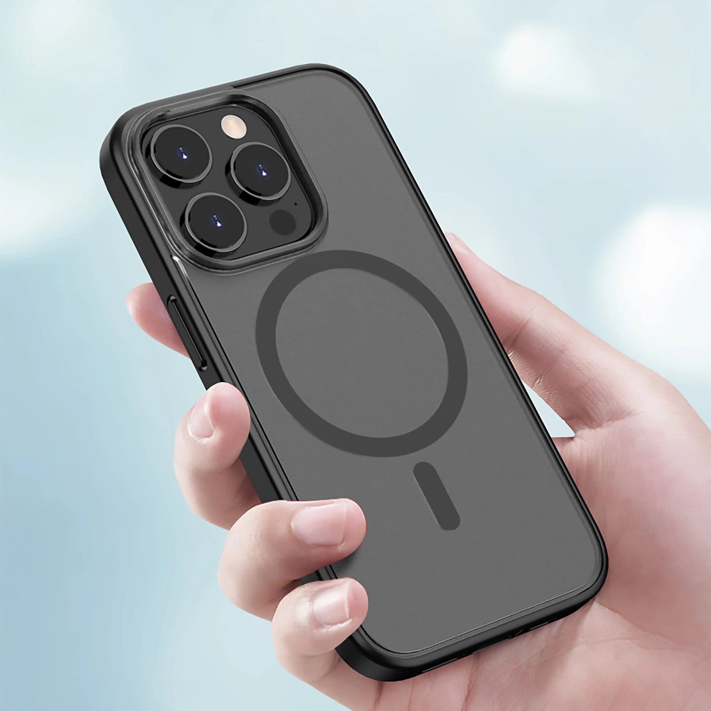 High-end matte skin-touch black mobile phone case suitable for iPhone 16 15 14 13 12 11 Pro Max Plus supports magnetic suction wireless charging matte translucent anti-shock and anti-fall Apple mobile phone case