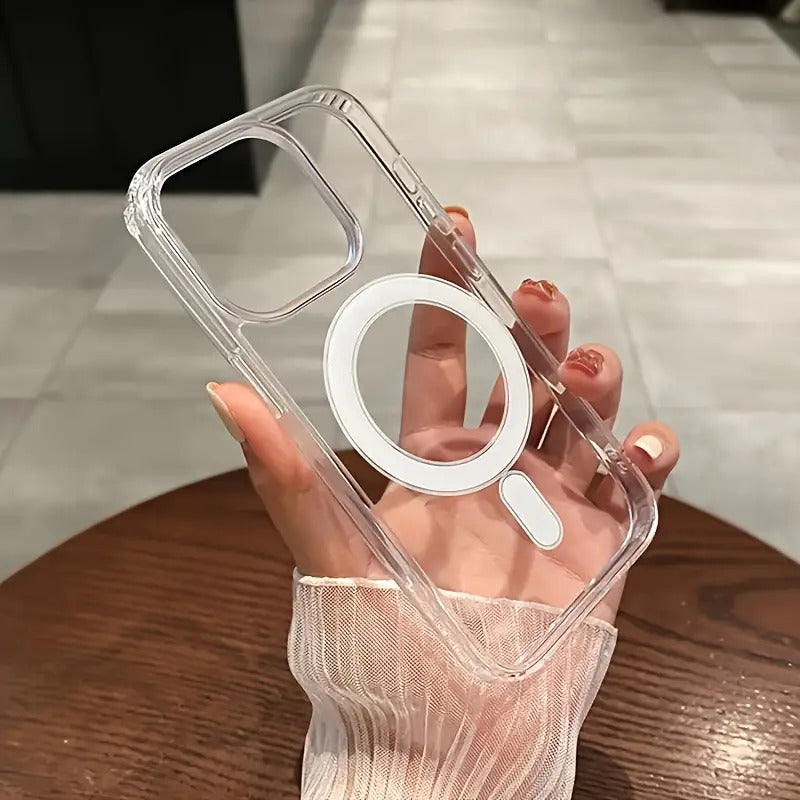 3pcs [1 Phone Cover with 2 Mobile Phone Lanyard]-Magnetic Transparent Phone Case, Supports Wireless Charging, Durable And Sturdy, Classic And Fashionable - Suitable for iPhone 16/15/14/13/12/11 Promax Series Phone Cases