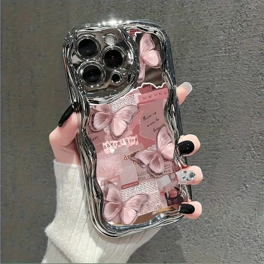 1pc Apple iPhone Case 7/8 with Full-Screen Dopamine Pink Butterfly Pattern, Suitable for iPhone X/XS/XR, Full-Body Protective Cover for 11/12/13 PLUS, Daily Travel Y2K Trendy Fashion Accessory for Photography - Perfect Birthday Gift or Holiday Choice for