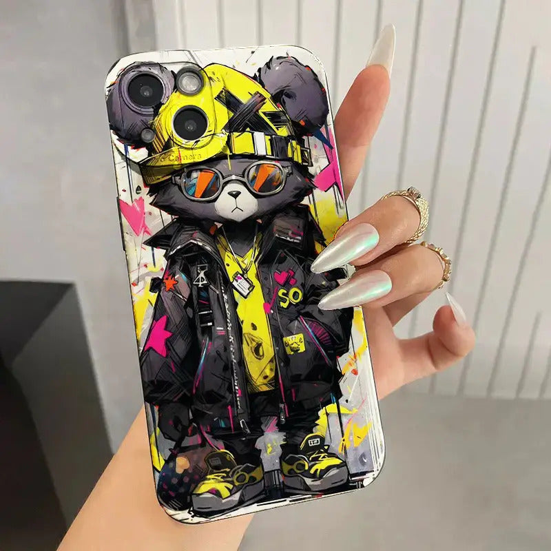 Bear Graphic Protective Phone Case For IPhone 11/12/13/14/12 Pro Max/11 Pro/14 Pro/15/XS Max/X/XR/7/8/8 Plus, Gift For Birthday, Girlfriend, Boyfriend