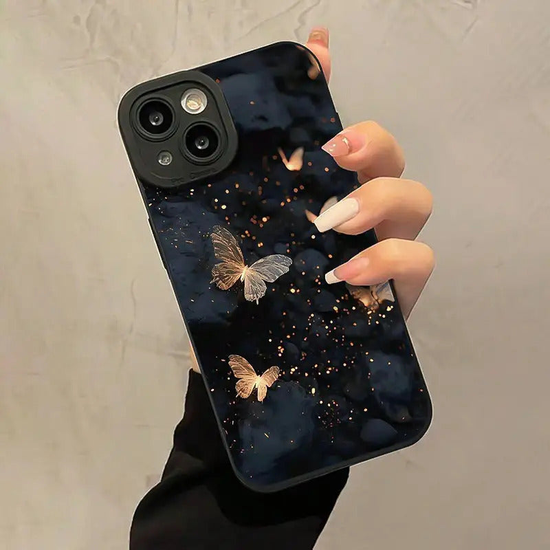 1 Exquisite Butterfly Colorful Shockproof Mobile Phone Case, Suitable for Apple iPhone 16 15 14 13 12 11Pro Max Mobile Phone Protection Case, iPhone XS XR X 8 7 Plus Christmas and Halloween Gifts for Family and Girlfriend Birthday