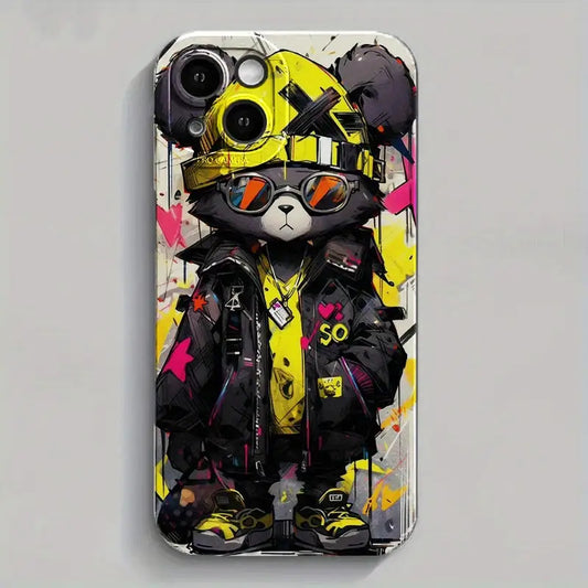 Bear Graphic Protective Phone Case For IPhone 11/12/13/14/12 Pro Max/11 Pro/14 Pro/15/XS Max/X/XR/7/8/8 Plus, Gift For Birthday, Girlfriend, Boyfriend
