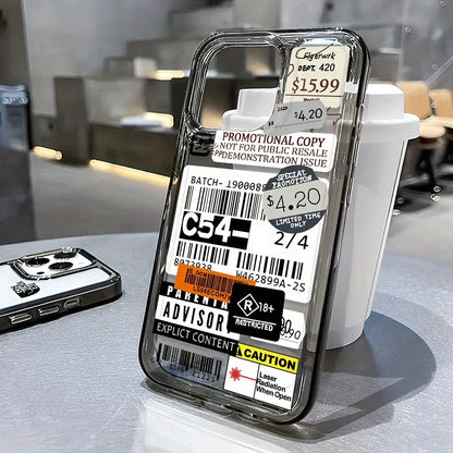 Gray Tone Barcode Label Suitable for 7/8Plus Full Drop-Proof Soft Shell Simple High-End Air Cushion Suitable for Iphone14Promax Apple 13 Mobile Phone Case Couple Xsmax New 12Pro Drop-Proof Xr Matte 11 Men And Women 13 All-Inclusive 15PRO Soft Shell 15 Pro