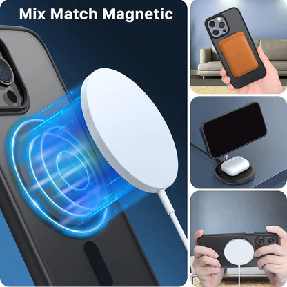 High-end matte skin-touch black mobile phone case suitable for iPhone 16 15 14 13 12 11 Pro Max Plus supports magnetic suction wireless charging matte translucent anti-shock and anti-fall Apple mobile phone case